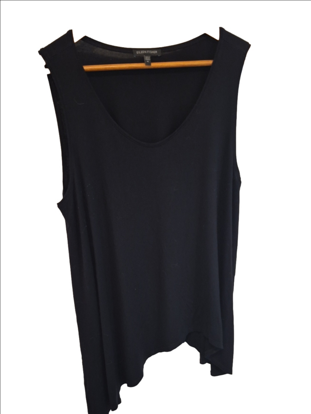 Eileen Fisher Black Asymmetric Scoop-Neck Sleeveless Tank